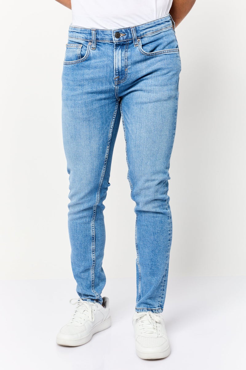 Celio Men Slim Fit Wash Stretchable Denim, Mid Blue - Image 1