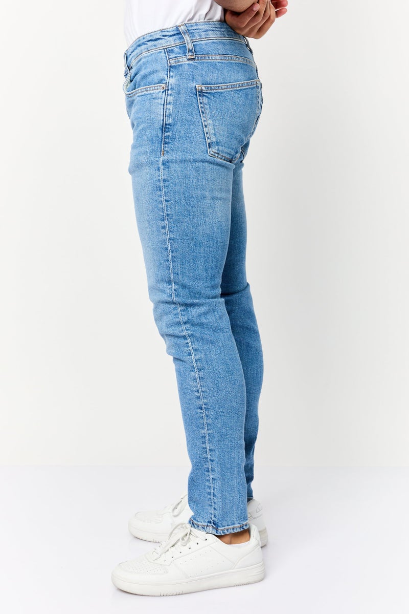 Celio Men Slim Fit Wash Stretchable Denim, Mid Blue - Image 3