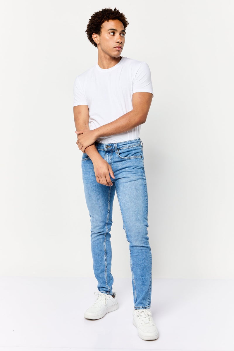 Celio Men Slim Fit Wash Stretchable Denim, Mid Blue - Image 2