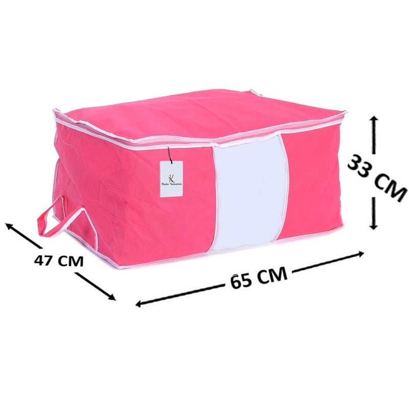 Kuber Industries 6 Pieces Non Woven Underbed Storage Organiser Set Grey Pink Standard UNDBGP03 - Image 4