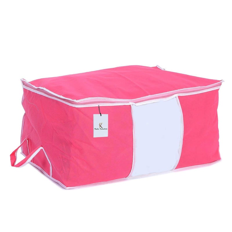 Kuber Industries 6 Pieces Non Woven Underbed Storage Organiser Set Grey Pink Standard UNDBGP03 - Image 2