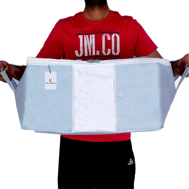 Kuber Industries 6 Pieces Non Woven Underbed Storage Organiser Set Grey Pink Standard UNDBGP03 - Image 5