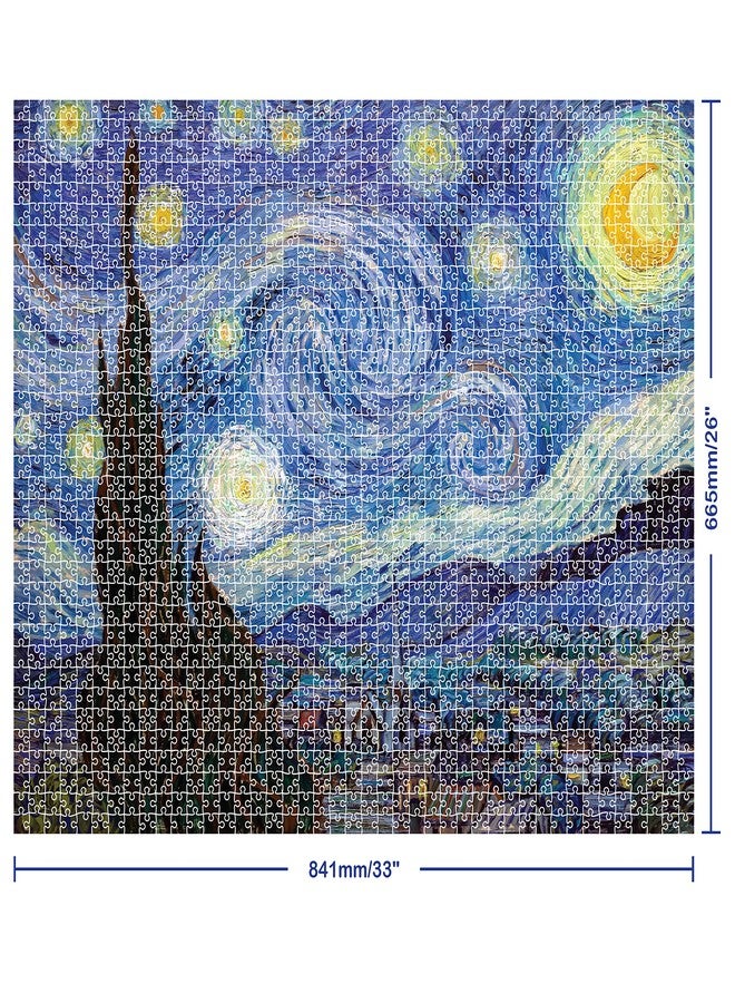 Hinkler Mindbogglers Gold 1500-Piece Jigsaw Puzzle: Starry Night by Van Gogh - Jigsaws for Adults - Deluxe Jigsaw Puzzles - 33x26in - Intricate Puzzles - Advanced Jigsaws - Hobbies - Gold Foil Jigsaw Puzzles - Image 4