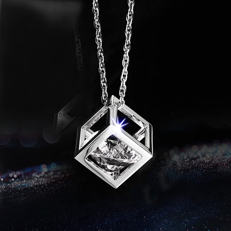 Bling Diamond Cube Car Rear View Mirror Charms Crystal Rhinestone Cube Hanging Ornament for Automotive Home Decor Clear