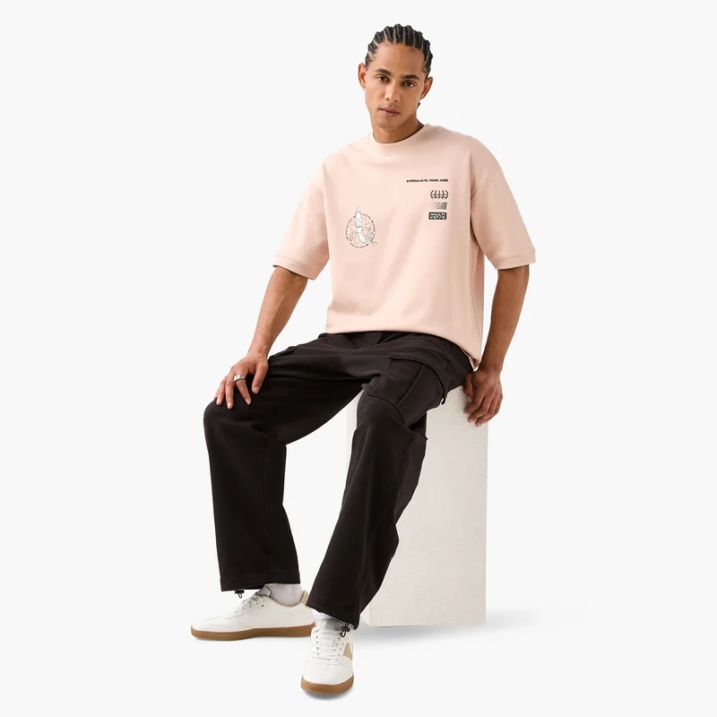 اس بي كاركترز Rick and Morty Print Round Neck T-shirt with Short Sleeves