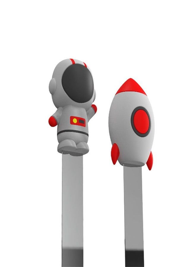 Uppmeant 2PCS 3D Cartoon Astronaut Rocket Bookmarks Stainless Steel Page Markers Set Gift for Men Women Kids Readers - Image 3
