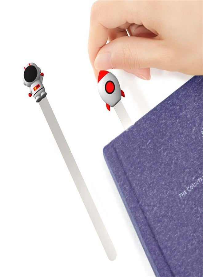 Uppmeant 2PCS 3D Cartoon Astronaut Rocket Bookmarks Stainless Steel Page Markers Set Gift for Men Women Kids Readers - Image 2