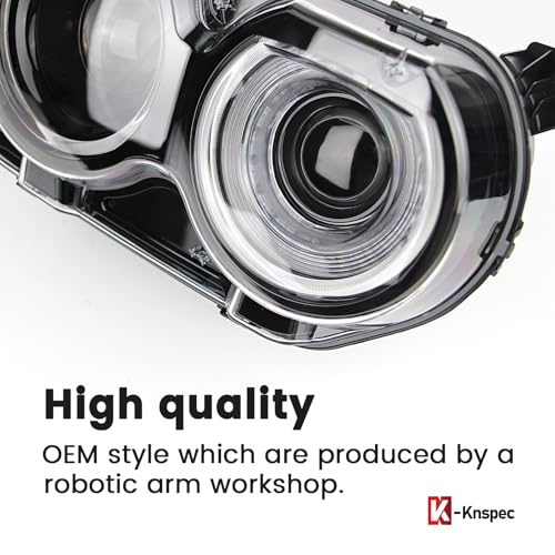 KNSPEC Headlight Assembly Compatible With Dodge Challenger 2015-2021 Black Housing Halogen Head Lights Replaceable 68174064AF CH2503267 Headlight(Right Passenger Side Challenger 15-21) - Image 3