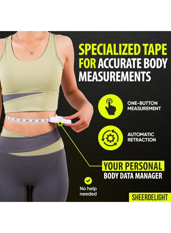 Body Measuring Tape, 2 Pack Retractable Measuring Tape for Body Measurements with Locking Mechanism and Push Button, Automatic Body Tape Measure for Fitness & Tailoring - Image 2