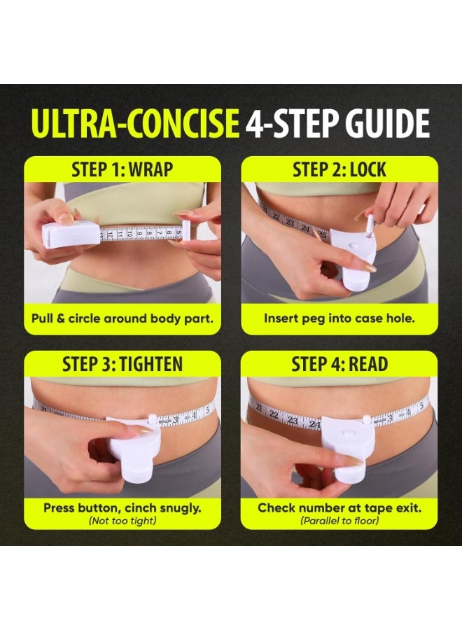 Body Measuring Tape, 2 Pack Retractable Measuring Tape for Body Measurements with Locking Mechanism and Push Button, Automatic Body Tape Measure for Fitness & Tailoring - Image 3