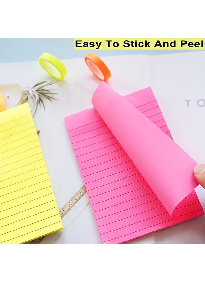 Generic - Lined Sticky Notes 4X6 in Post, 8 Bright Colors Large Ruled Post Stickies Colorful Super Sticking Power Memo Pads Strong Adhesive, Long Sticky Notes for Office, Home, School, 40 Sheets/pad - Image 1