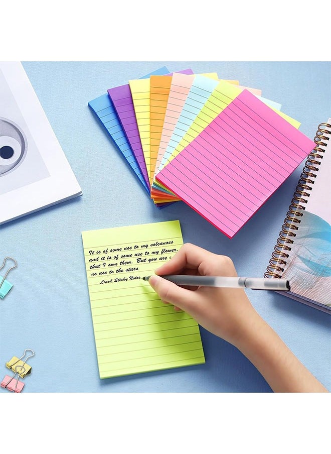 Generic - Lined Sticky Notes 4X6 in Post, 8 Bright Colors Large Ruled Post Stickies Colorful Super Sticking Power Memo Pads Strong Adhesive, Long Sticky Notes for Office, Home, School, 40 Sheets/pad - Image 1