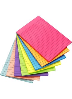 Lined Sticky Notes 4X6 in Post, 8 Bright Colors Large Ruled Post Stickies Colorful Super Sticking Power Memo Pads Strong Adhesive, Long Sticky Notes for Office, Home, School, 40 Sheets/pad