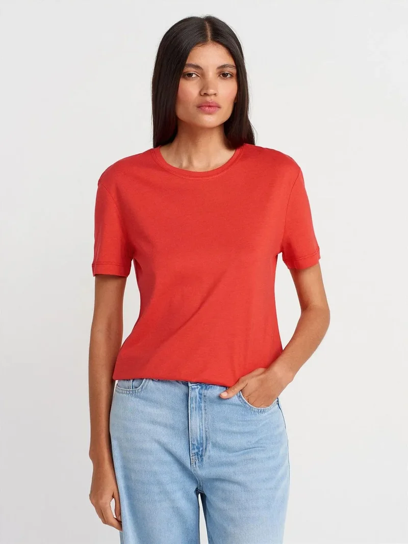 ديلفين DILVIN Women's Cotton Modal Crew Neck T-Shirt