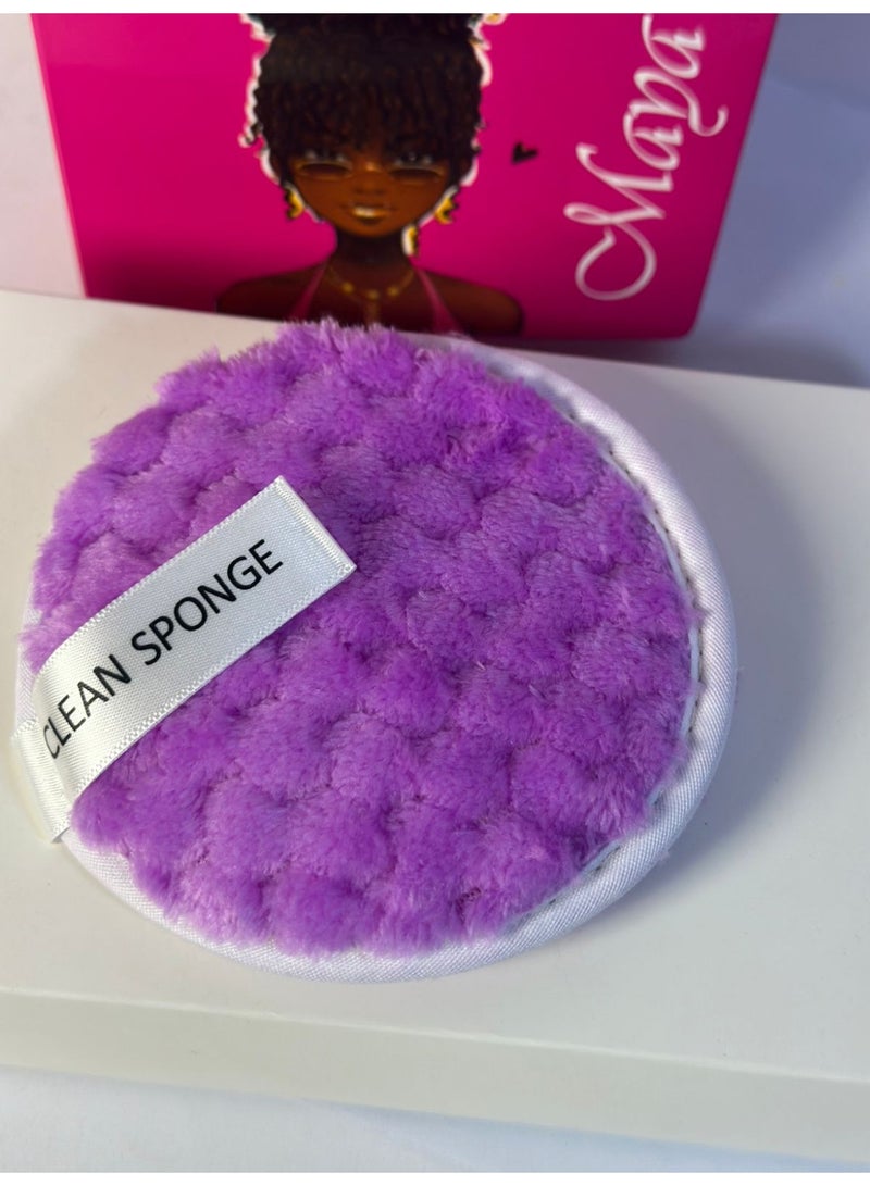 Big Size Reusable Microfiber Makeup Remover Pad Reusable Face Skin Care Clean Sponge Puff 1PC may vary color - Image 3