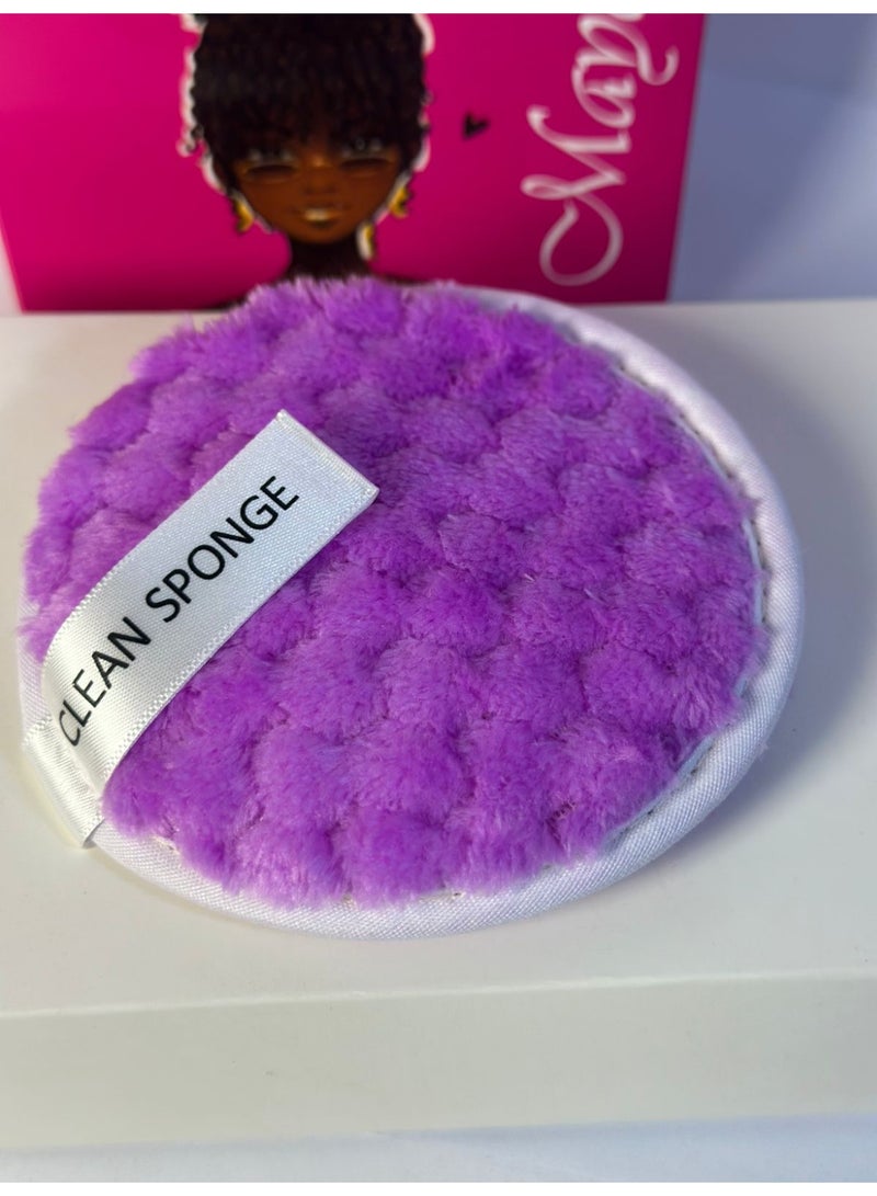 Big Size Reusable Microfiber Makeup Remover Pad Reusable Face Skin Care Clean Sponge Puff 1PC may vary color - Image 4