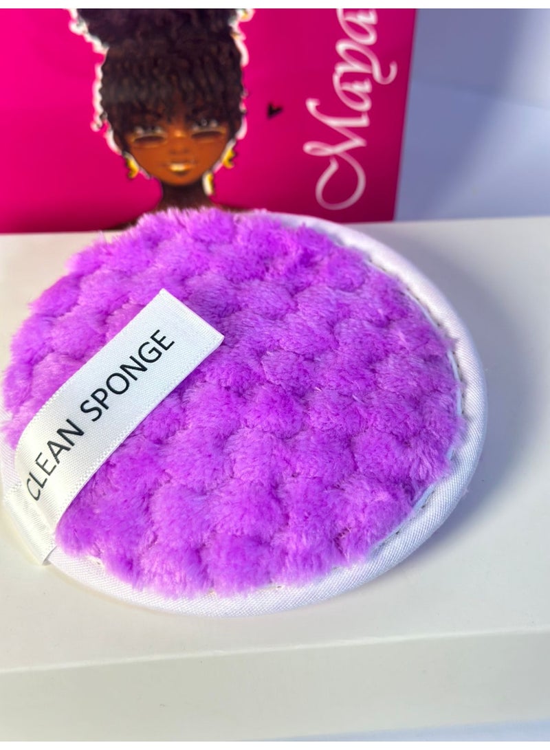 Big Size Reusable Microfiber Makeup Remover Pad Reusable Face Skin Care Clean Sponge Puff 1PC may vary color - Image 1
