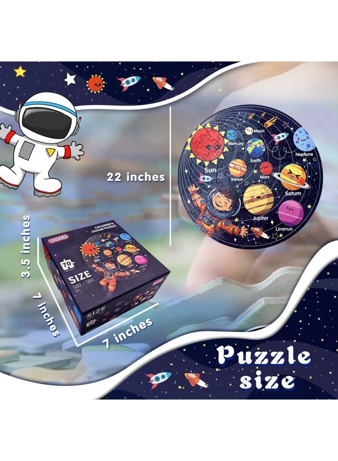 TALGIC Puzzles for Kids Ages 4-6 with Solar System Planets, 70 Piece Round Large Kids Floor Puzzles for Ages 3 4 5 6 7 8, Educational Toy Gift Jigsaw Puzzles for 5 Year Old Boys Girls - Image 4