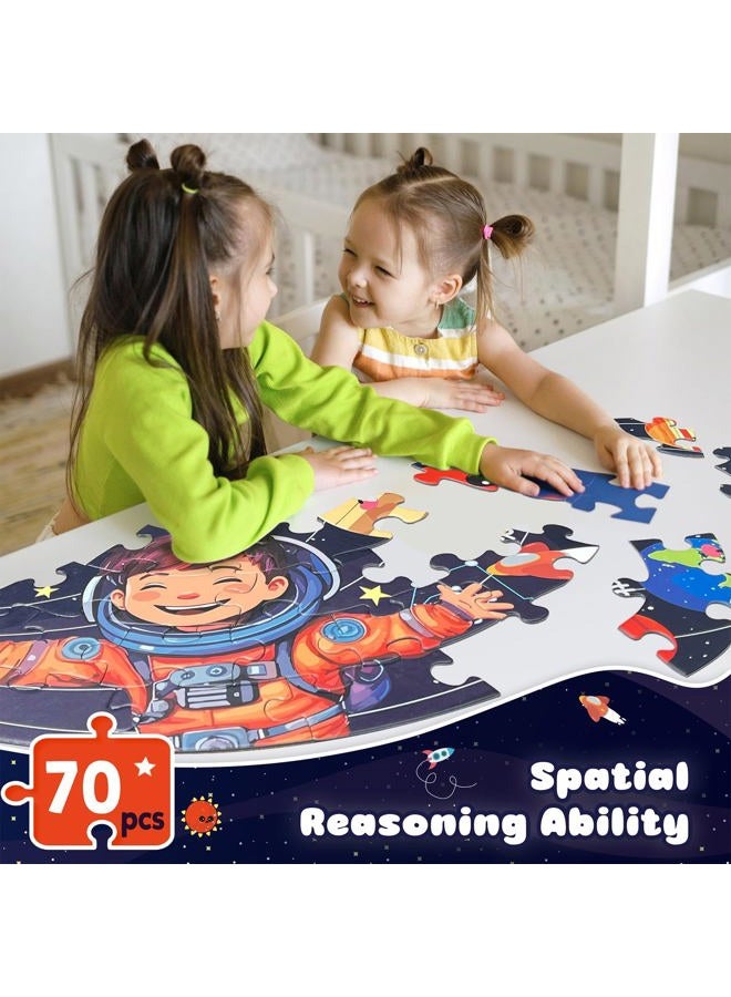 TALGIC Puzzles for Kids Ages 4-6 with Solar System Planets, 70 Piece Round Large Kids Floor Puzzles for Ages 3 4 5 6 7 8, Educational Toy Gift Jigsaw Puzzles for 5 Year Old Boys Girls - Image 2