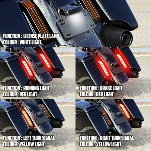 HDBUBALUS Motorcycle Rear Fender Fascia LED Light Fit for Harley Touring Road Glide Street Electra Glide Road King Ultra Limited 2014-2025 Orange Lens - Image 4