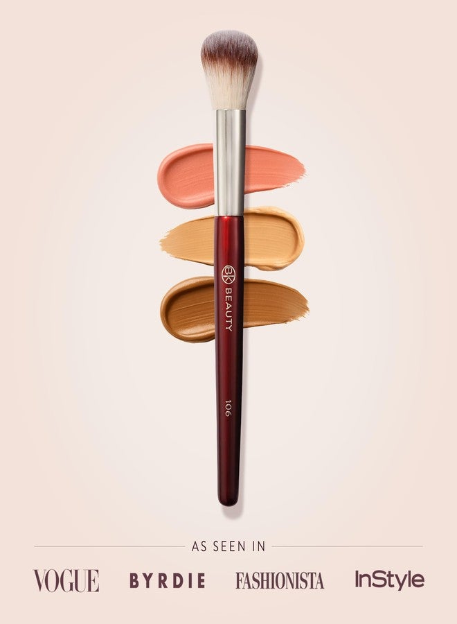 BK BEAUTY 106 ROUND FOUNDATION BRUSH - Dense Dome Shape for Liquid & Cream Foundation, Seamless Streak-Free Application, Multi-Use Face Makeup Tool - Image 5