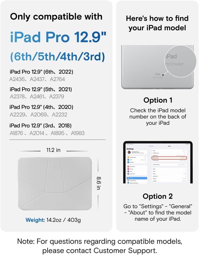 MOFT Dynamic Folio Case for iPad Pro 12.9"(6th/5th/4th/3rd Gen. 2022/2021/2020/2018)-[Reinforced Corner Protection] Stable Slim Magnetic Stand with 20+ Viewing Angles, Misty Cove x Jet Black - Image 2