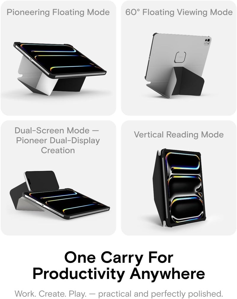 MOFT Dynamic Folio Case for iPad Pro 12.9"(6th/5th/4th/3rd Gen. 2022/2021/2020/2018)-[Reinforced Corner Protection] Stable Slim Magnetic Stand with 20+ Viewing Angles, Misty Cove x Jet Black - Image 3