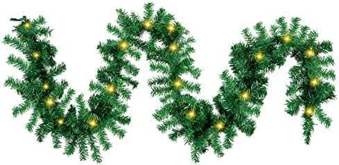 Partunay 9 Ft Xmas Tree Pine Garland with Light Christmas Streamers Christmas Garland Christmas Wreath Garland for Christmas Xmas Newyear Decoration Item - Image 1