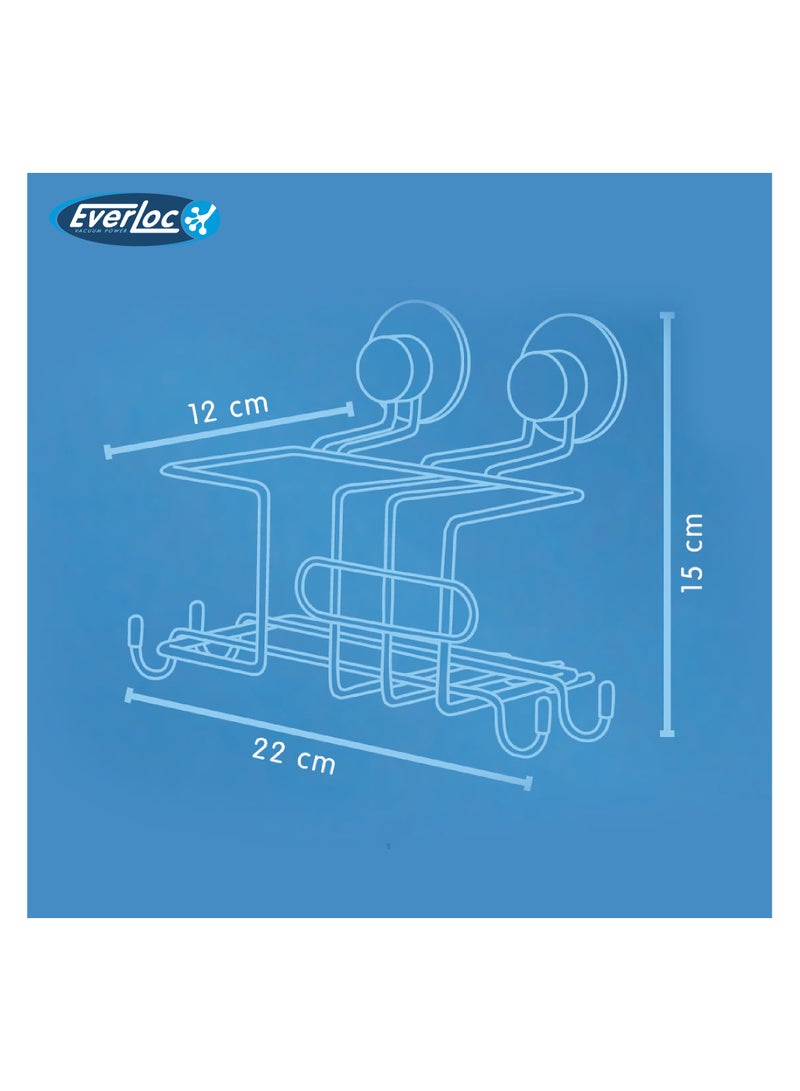 Everloc Cleaning Accessories Organizer, No Drilling, No Screws, No Glue, No Adhesive Vacuum Suction Wall Mounted Chrome Sink Caddy, Sponge Holder, for Bathroom, Kitchen, Easy Install, EVL-10242 - Image 3