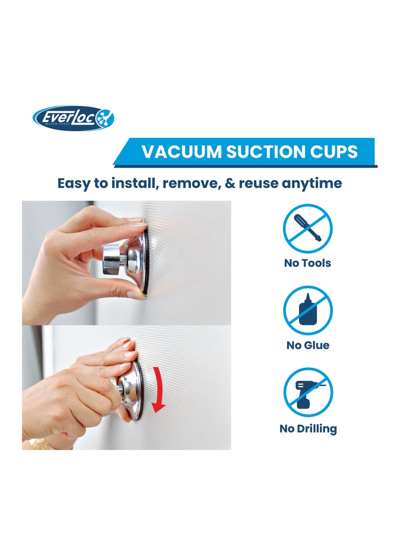 Everloc Cleaning Accessories Organizer, No Drilling, No Screws, No Glue, No Adhesive Vacuum Suction Wall Mounted Chrome Sink Caddy, Sponge Holder, for Bathroom, Kitchen, Easy Install, EVL-10242 - Image 4