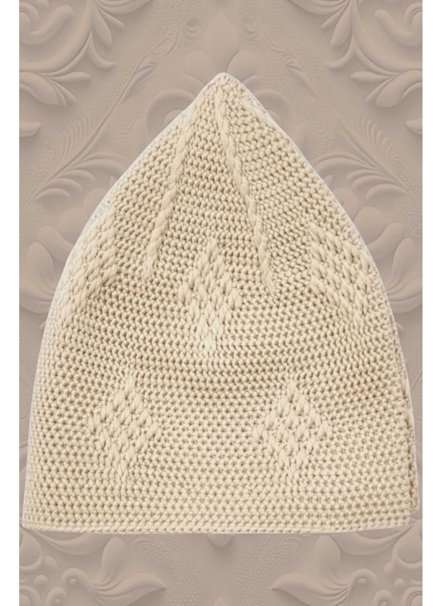 Hızırım 3-Piece Woven Knitted Patterned Skullcap Quality Prayer Cap  - Image 3