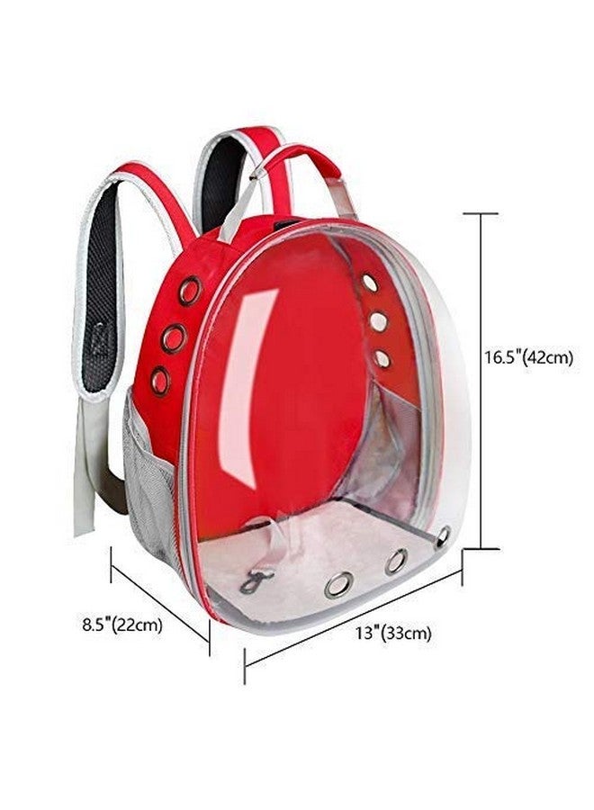 حقيبة حمل شفافة للجراء والكلاب والقطط الصغيرة | حقيبة حمل كبسولة قابلة للتنفس للكلاب والقطط للمشي لمسافات طويلة والسفر (أحمر) - Image 2