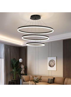 LED Pendant Light, Modern Chandeliers for Living Room, 3-Ring Circles LED Pendant Light Fixture Chandelier for Dining Room, Adjustable Height, Tri-Color Dimmable, Black Finish - pzsku/Z1908C2F0405C6E6575B5Z/45/_/1723533417/3a66442b-10c4-4b75-8fd9-3929c9eaf1b5