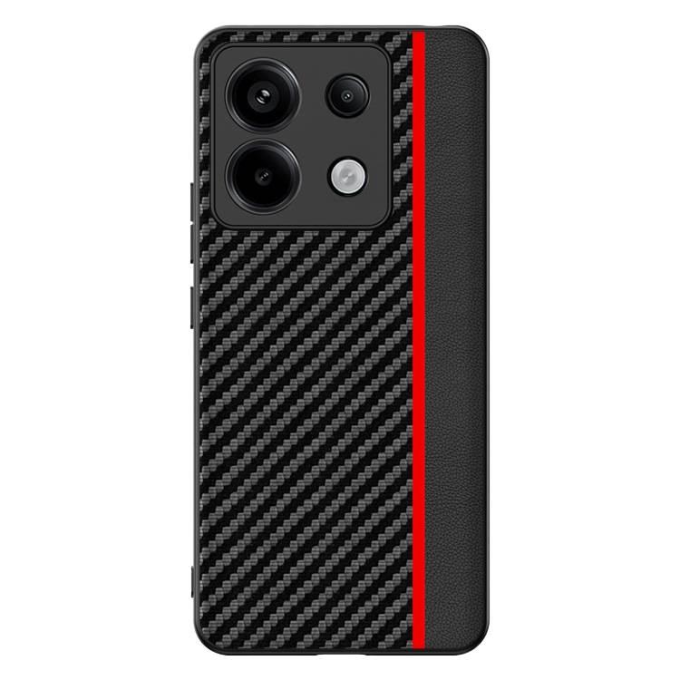 غطاء واقي بملمس جلد لـ Redmi Note 13 مع مقاوم للصدمات وحماية من السقوط مع مقاوم للصدمات مع تغطية كاملة مع ملمس ألياف الكربون كيفلار باللون أحمر باللون الأحمر - Image 1