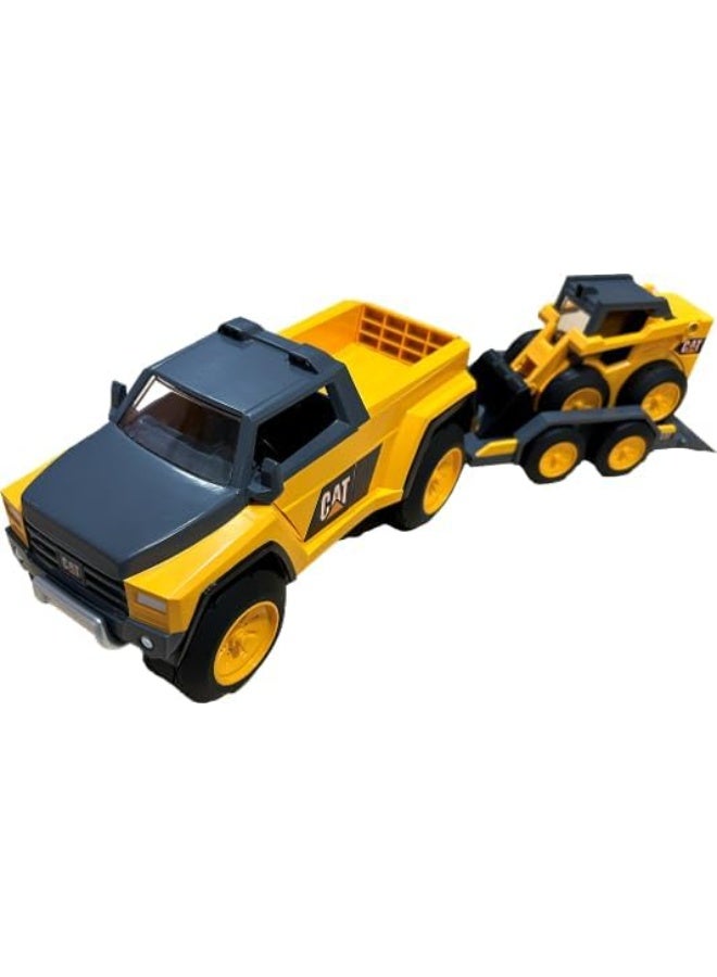 Cat Workforce Skid Steer & Pickup Crew Set, 15-Piece Kids Construction Toy Playset with Pickup Truck, Skid Steer, 2 4-Inch Figures, Cones & Tools, Ages 3+ - Image 2