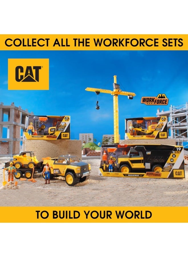 Cat Workforce Skid Steer & Pickup Crew Set, 15-Piece Kids Construction Toy Playset with Pickup Truck, Skid Steer, 2 4-Inch Figures, Cones & Tools, Ages 3+ - Image 3