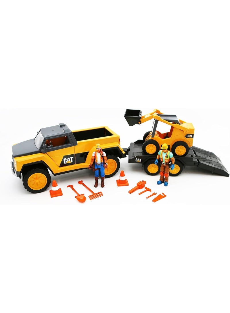 Cat Workforce Skid Steer & Pickup Crew Set, 15-Piece Kids Construction Toy Playset with Pickup Truck, Skid Steer, 2 4-Inch Figures, Cones & Tools, Ages 3+ - Image 5