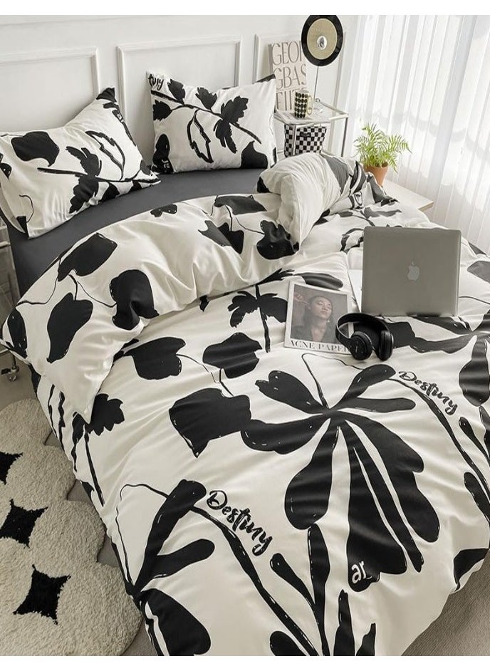 XVersion 6pcs Bedsheet King Size XVersion Duvet Cover Set,Soft Cotton Bedding for 200x200cm Bed,Includes 1 Quilt Cover 220x240cm,1 Flat Sheet 250x235cm, 4 Pillowcases 48x74cm,All-Season,Machine Washable (V3)  - Image 1