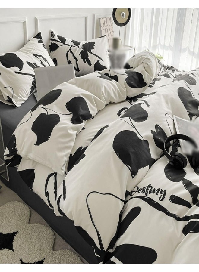 XVersion 6pcs Bedsheet King Size XVersion Duvet Cover Set,Soft Cotton Bedding for 200x200cm Bed,Includes 1 Quilt Cover 220x240cm,1 Flat Sheet 250x235cm, 4 Pillowcases 48x74cm,All-Season,Machine Washable (V3)  - Image 4