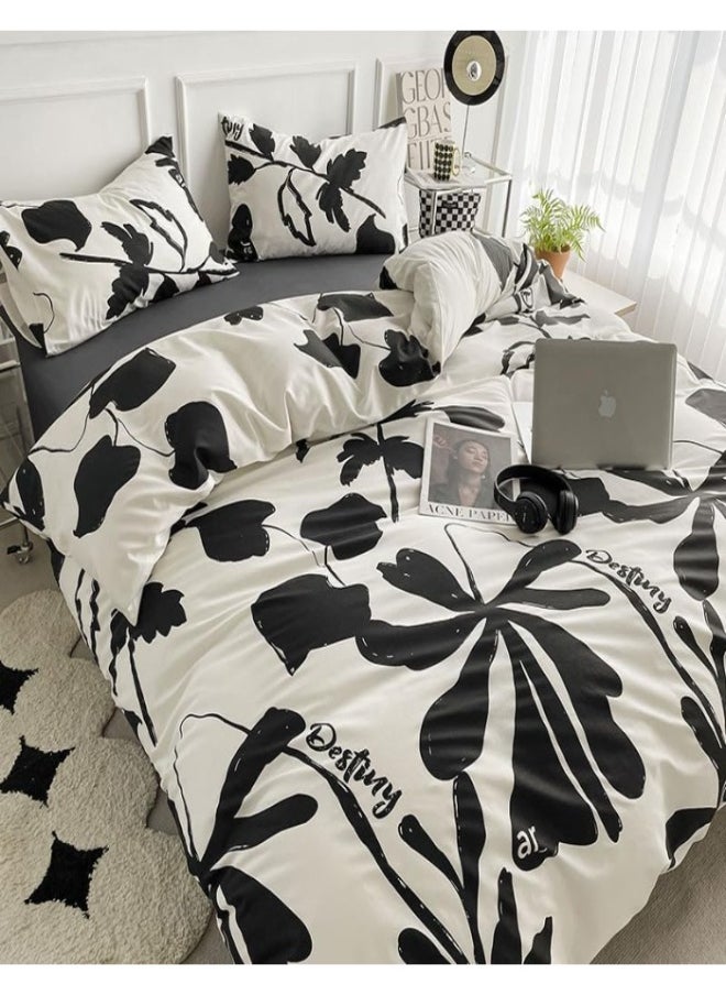 XVersion 6pcs Bedsheet King Size XVersion Duvet Cover Set,Soft Cotton Bedding for 200x200cm Bed,Includes 1 Quilt Cover 220x240cm,1 Flat Sheet 250x235cm, 4 Pillowcases 48x74cm,All-Season,Machine Washable (V3)  - Image 5