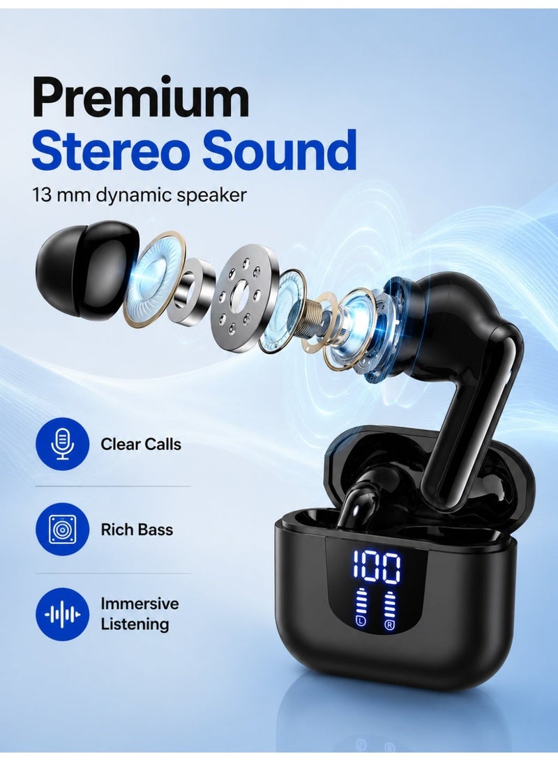 Leoxol Wireless Earbuds | Bluetooth 5.4 Touch Control Earphones With Digital Power Display Charging Case | 13mm Speaker Stereo Earbuds For Calls Music Gaming - Image 2