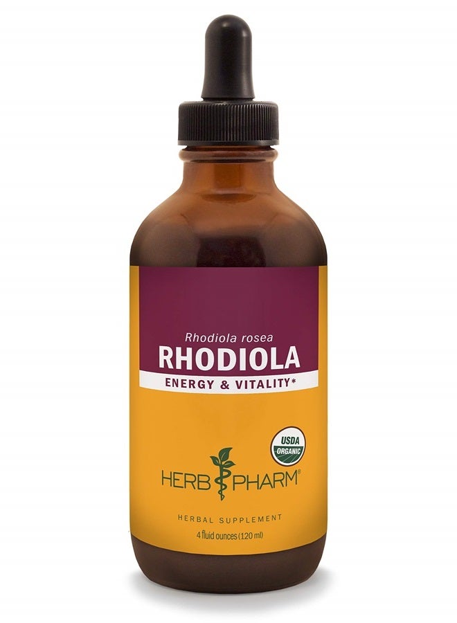 HERB PHARM Certified Organic Rhodiola Root Extract for Energy, Endurance and Stamina, Organic Cane Alcohol, 4 Ounce - Image 1