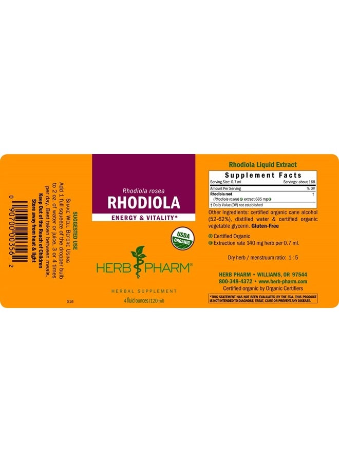 HERB PHARM Certified Organic Rhodiola Root Extract for Energy, Endurance and Stamina, Organic Cane Alcohol, 4 Ounce - Image 5