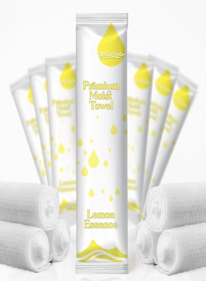 BlueWater (50-Pack) Individually-Wrapped Moist Scented Towels - Single-Use Premium Towelettes (12x12in., White Packaging, Lemon Essence) - Image 1