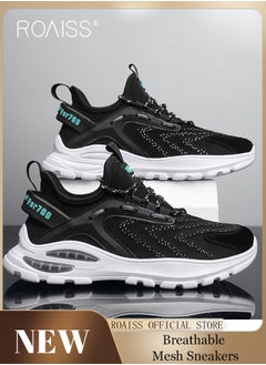 roaiss New Men Lace up Front Letter Running Shoes Sneakers Sport Outdoor Non-slip Shoes INS Trendy Casual Lightweight Comfy Men's Walking Shoes for Young Men Teenagers Spring and Summer  - Image 1