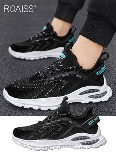 roaiss New Men Lace up Front Letter Running Shoes Sneakers Sport Outdoor Non-slip Shoes INS Trendy Casual Lightweight Comfy Men's Walking Shoes for Young Men Teenagers Spring and Summer  - Image 4