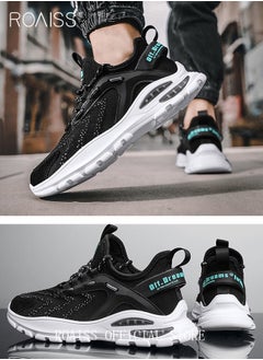 roaiss New Men Lace up Front Letter Running Shoes Sneakers Sport Outdoor Non-slip Shoes INS Trendy Casual Lightweight Comfy Men's Walking Shoes for Young Men Teenagers Spring and Summer  - Image 2