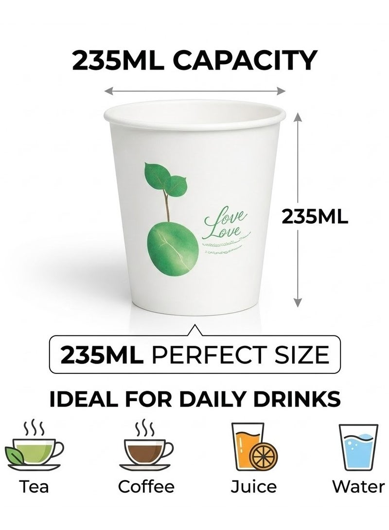 ٥٠ كوبًا ورقيًا للاستخدام مرة واحدة، سعة ٢٣٥ مل - أكواب سميكة للاستخدام مرة واحدة، مناسبة للمشروبات الساخنة والباردة، والشاي، والقهوة، والعصير، والماء - أكواب متينة مانعة للتسرب، صديقة للبيئة، ومستدامة، مثالية للاستخدام المنزلي، والمكتبي، والحفلات، وخدمات الطعام، والاستخدام الخارجي. - Image 2