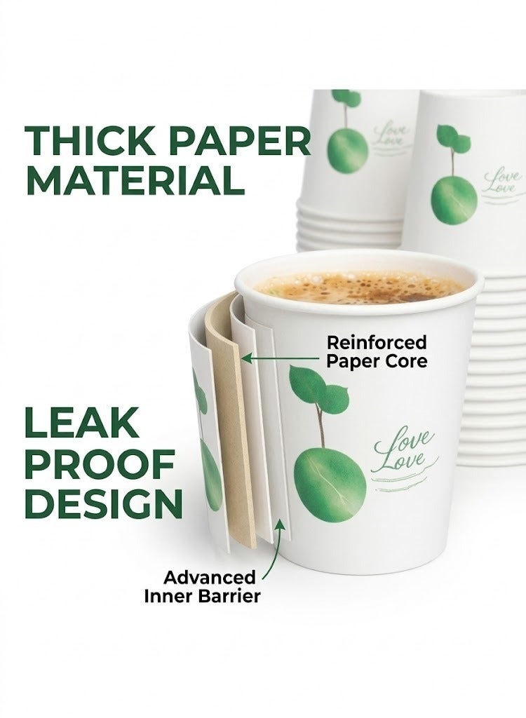 ٥٠ كوبًا ورقيًا للاستخدام مرة واحدة، سعة ٢٣٥ مل - أكواب سميكة للاستخدام مرة واحدة، مناسبة للمشروبات الساخنة والباردة، والشاي، والقهوة، والعصير، والماء - أكواب متينة مانعة للتسرب، صديقة للبيئة، ومستدامة، مثالية للاستخدام المنزلي، والمكتبي، والحفلات، وخدمات الطعام، والاستخدام الخارجي. - Image 4