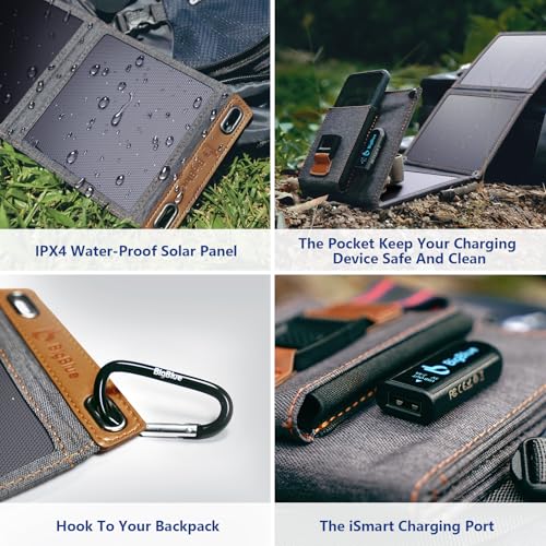 Bigblue [Upgraded Tiny Solar Charger] BigBlue 14W SunPower Solar Panels with USB-A Port(5V/2.4A Max), IPX4 Waterproof, Portable Solar Phone Charger Compatible with iPhone X/8/7, Tablet, Samsung LG etc - Image 4